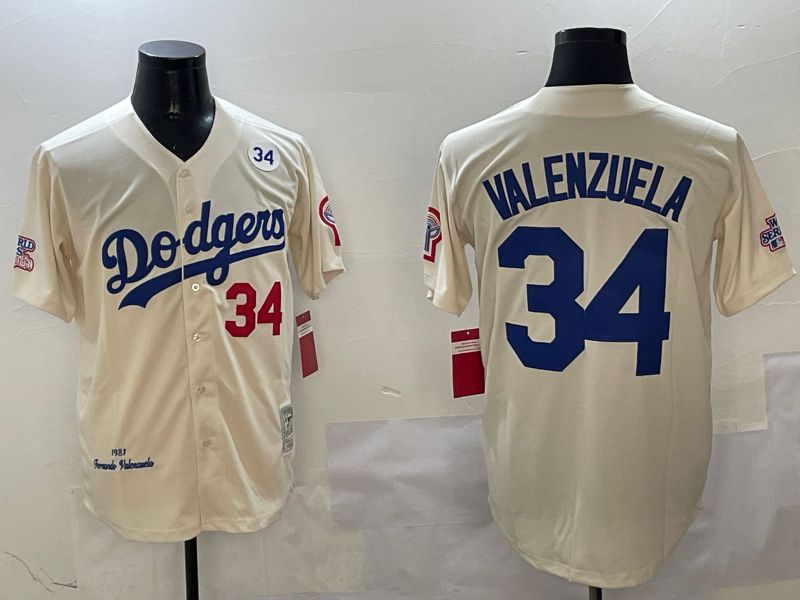 Men Los Angeles Dodgers 34 Valenzuela Cream Throwback Game 2025 Nike MLB Jersey style 3134